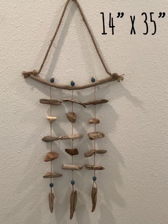 Other - Driftwood Art, Driftwood Beaded Mobile, Driftwood Mobile, Coastal Decor